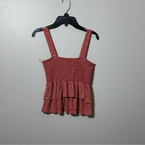 Papaya Women Orange Smocked floral Top size small